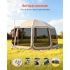 VEVOR Screen House Tent, 15 x 13.8 ft, 12-15 Person Pop Up Screen Tent, Portable Screened in Canopy with Carry Bag, Netting Sides, Ground Stakes, for Garden, Patio, Backyard, Outdoor Activities, Beige