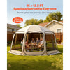 VEVOR Screen House Tent, 15 x 13.8 ft, 12-15 Person Pop Up Screen Tent, Portable Screened in Canopy with Carry Bag, Netting Sides, Ground Stakes, for Garden, Patio, Backyard, Outdoor Activities, Beige
