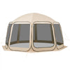 VEVOR Screen House Tent, 15 x 13.8 ft, 12-15 Person Pop Up Screen Tent, Portable Screened in Canopy with Carry Bag, Netting Sides, Ground Stakes, for Garden, Patio, Backyard, Outdoor Activities, Beige