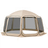 VEVOR Screen House Tent, 15 x 13.8 ft, 12-15 Person Pop Up Screen Tent, Portable Screened in Canopy with Carry Bag, Netting Sides, Ground Stakes, for Garden, Patio, Backyard, Outdoor Activities, Beige