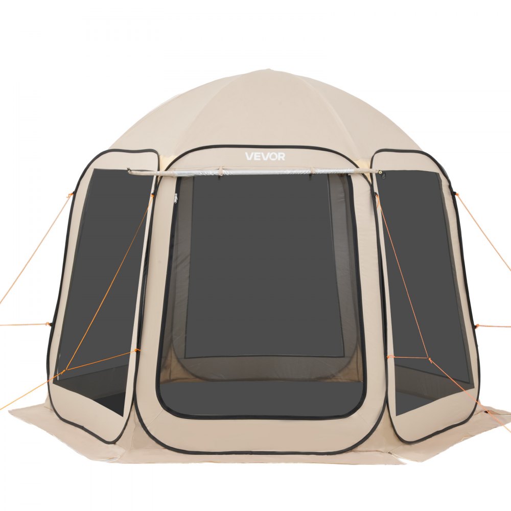 VEVOR Screen House Tent, 10 x 9.2 ft, 4-8 Person Pop Up Screen Tent with Extended Awning, Portable Screened in Canopy with Carry Bag, Netting Sides, for Patio, Backyard, and Outdoor Activities, Beige