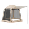 VEVOR Screen House Tent, 10 x 9.2 ft, 4-8 Person Pop Up Screen Tent with Extended Awning, Portable Screened in Canopy with Carry Bag, Netting Sides, for Patio, Backyard, and Outdoor Activities, Beige