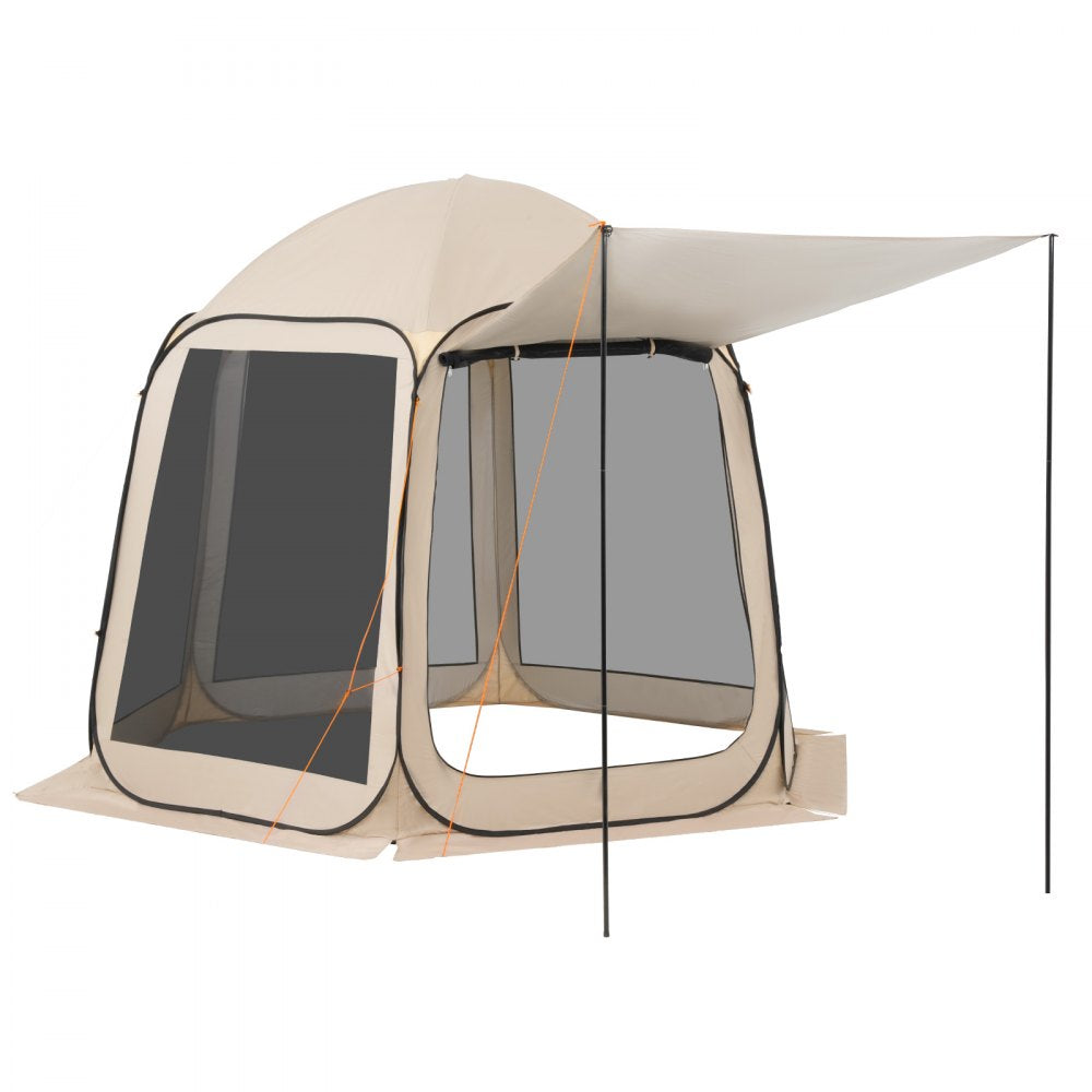 VEVOR Screen House Tent, 10 x 9.2 ft, 4-8 Person Pop Up Screen Tent with Extended Awning, Portable Screened in Canopy with Carry Bag, Netting Sides, for Patio, Backyard, and Outdoor Activities, Beige