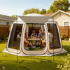 VEVOR Screen House Tent, 12 x 11 ft, 10-12 Person Pop Up Screen Tent with Extended Awning, Portable Screened in Canopy with Carry Bag, Netting Sides, for Patio, Backyard, and Outdoor Activities, Beige