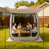 VEVOR Screen House Tent, 6 x 6 ft, 4-6 Person Pop Up Screen Tent with Extended Awning, Portable Screened in Canopy with Carry Bag, Netting Sides, for Patio, Backyard, and Outdoor Activities, Beige