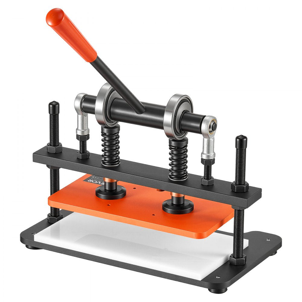 VEVOR Leather Cutting Machine 11.02 x 5.51 in Embossing Plate Die Cutter, Hand Press Leather Embossing & Die Cutting, 3300 lbs Pressure, 0.47 in Stroke, Dual Guide Shafts, for Fabric, Paper, Silicone