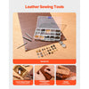 VEVOR Leather Working Tools Kit, 61 PCS Leather Craft Tools with Portable Canvas Storage Bag, Engraving Punching Sewing Stamping Sanding Tools, Ideal for Beginners DIY Enthusiasts and Professionals