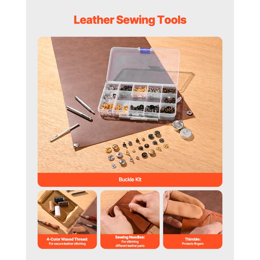 VEVOR Leather Working Tools Kit, 61 PCS Leather Craft Tools with Portable Canvas Storage Bag, Engraving Punching Sewing Stamping Sanding Tools, Ideal for Beginners DIY Enthusiasts and Professionals