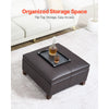 VEVOR 28 in Square Leather Ottoman with Storage, Upholstered Tufted Button Coffee Table Ottoman with Flip-Top Design, PU Leather High-Density Sponge for Living Room, Dorm, Bedroom, Dark Brown