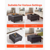 VEVOR 28 in Square Leather Ottoman with Storage, Upholstered Tufted Button Coffee Table Ottoman with Flip-Top Design, PU Leather High-Density Sponge for Living Room, Dorm, Bedroom, Dark Brown