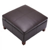 VEVOR 28 in Square Leather Ottoman with Storage, Upholstered Tufted Button Coffee Table Ottoman with Flip-Top Design, PU Leather High-Density Sponge for Living Room, Dorm, Bedroom, Dark Brown