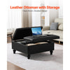 VEVOR 34 in Square Leather Ottoman with Storage, Upholstered Tufted Button Coffee Table Ottoman with Lift-Top & Flip Design, PU Leather High-Density Sponge for Living Room, Bedroom, Dorm, Black