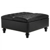 VEVOR 34 in Square Leather Ottoman with Storage, Upholstered Tufted Button Coffee Table Ottoman with Lift-Top & Flip Design, PU Leather High-Density Sponge for Living Room, Bedroom, Dorm, Black