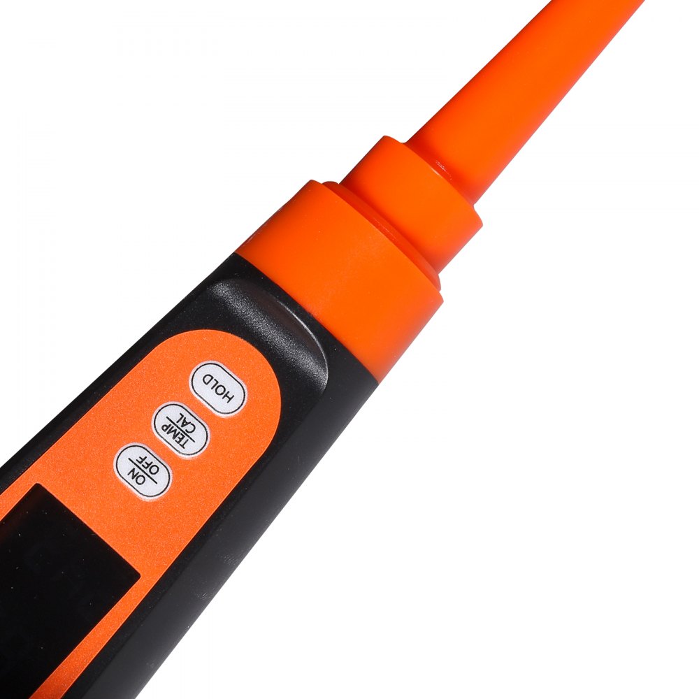 VEVOR Food pH Meter, 0-14 pH Range, IP68 Waterproof Probe, Pocket Tester Kit with Automatic Temperature Compensation, Calibration Powder Packets, Easy to Read, for Food Fermentation, Dough, Meat