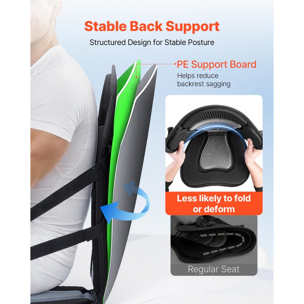 VEVOR Kayak Seat, 1 Pack 0.5" Thick, Universal Paddle Board Seat with Back Support, Sit-on-Top Soft Padded Cushion with Storage Bag & Adjustable Straps for SUP, Canoe, Fishing Boat, Inflatable Kayak