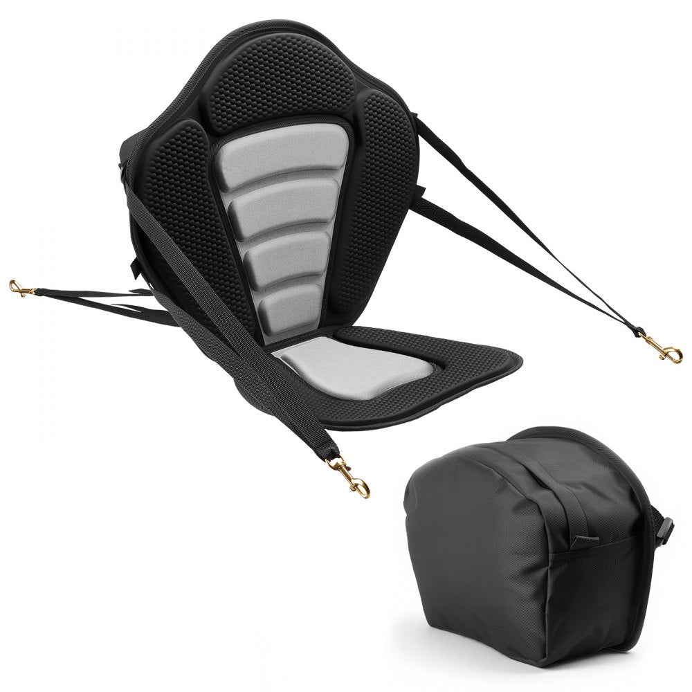 VEVOR Kayak Seat, 1 Pack 0.5" Thick, Universal Paddle Board Seat with Back Support, Sit-on-Top Soft Padded Cushion with Storage Bag & Adjustable Straps for SUP, Canoe, Fishing Boat, Inflatable Kayak