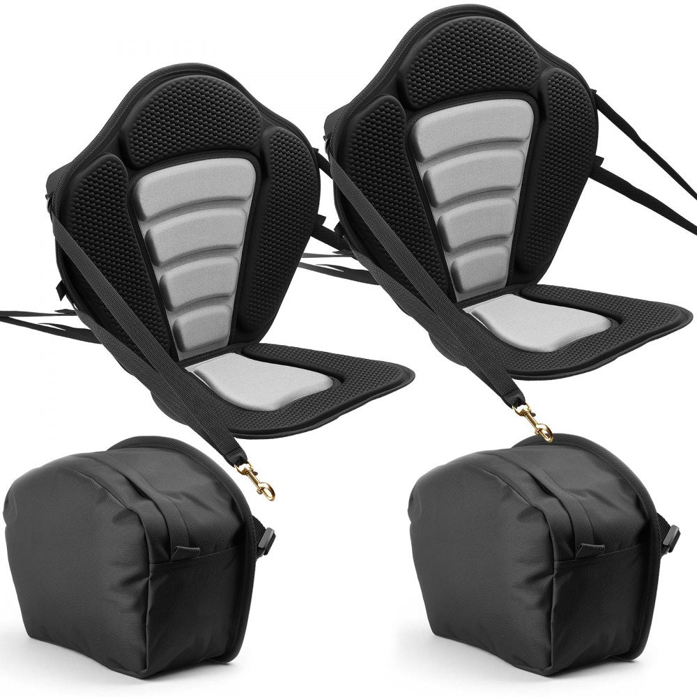 VEVOR Kayak Seat, 2 Pack 0.5" Thick, Universal Paddle Board Seat with Back Support, Sit-on-Top Soft Padded Cushion with Storage Bag & Adjustable Straps for SUP, Canoe, Fishing Boat, Inflatable Kayak