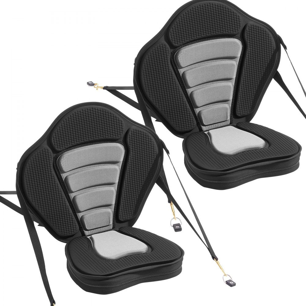 VEVOR Kayak Seat, 2 Pack 2" Thick, Universal Paddle Board Seat with Back Support, Sit-on-Top Soft Padded Cushion with Storage Bag & Adjustable Straps for SUP, Canoe, Fishing Boat, Inflatable Kayak
