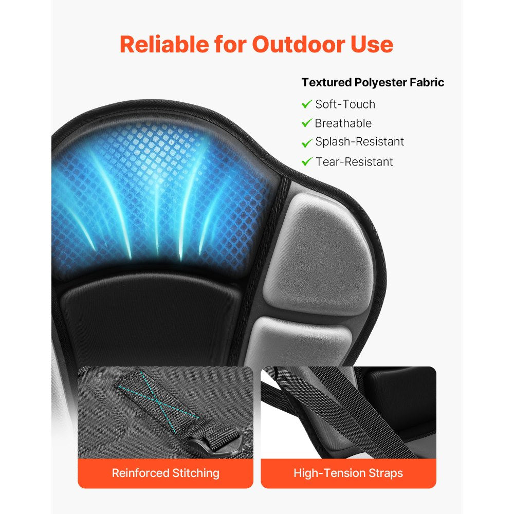 VEVOR Kayak Seat, 1 Pack 1" Thick, Universal Paddle Board Seat with Back Support, Sit-on-Top Soft Padded Cushion with Storage Bag & Adjustable Straps for SUP, Fishing Boat, Inflatable Kayak, Rowboat