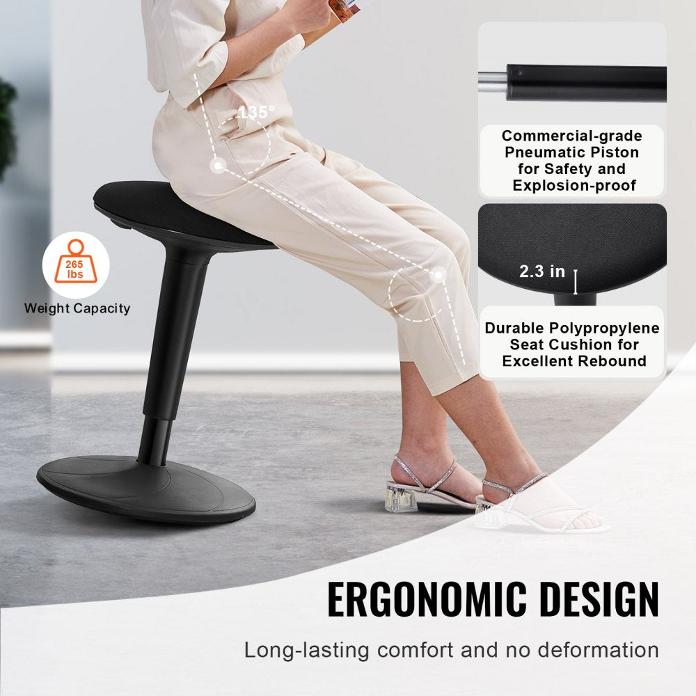 VEVOR Wobble Chair, Height-Adjustable (21.7-28.3") Active Chair, Flexible Seating Wobble Stool Made of Iron Improves Focus & Posture, Ideal for Schools, Office and Home, 8° Tilt Angle, Age 12-18, Black