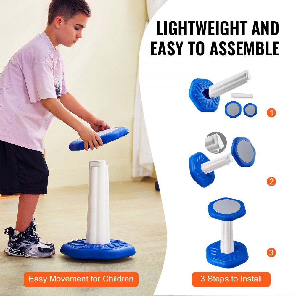 VEVOR Kids Wobble Chair, Active Chair with Sponge Cushion, Wobble Stool Improves Focus, Posture and Calm Children, Ideal for Schools and Home, Age 7-14, Blue