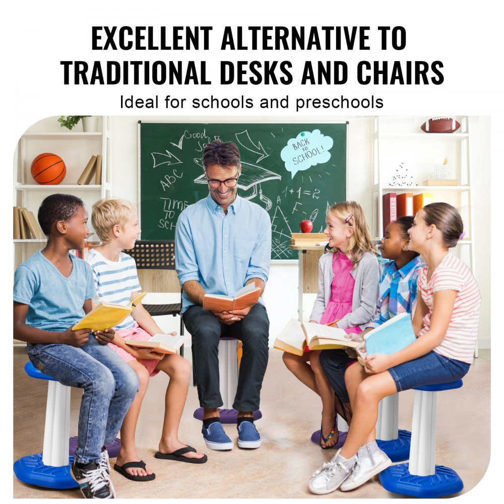 VEVOR Kids Wobble Chair, Active Chair with Sponge Cushion, Wobble Stool Improves Focus, Posture and Calm Children, Ideal for Schools and Home, Age 7-14, Blue