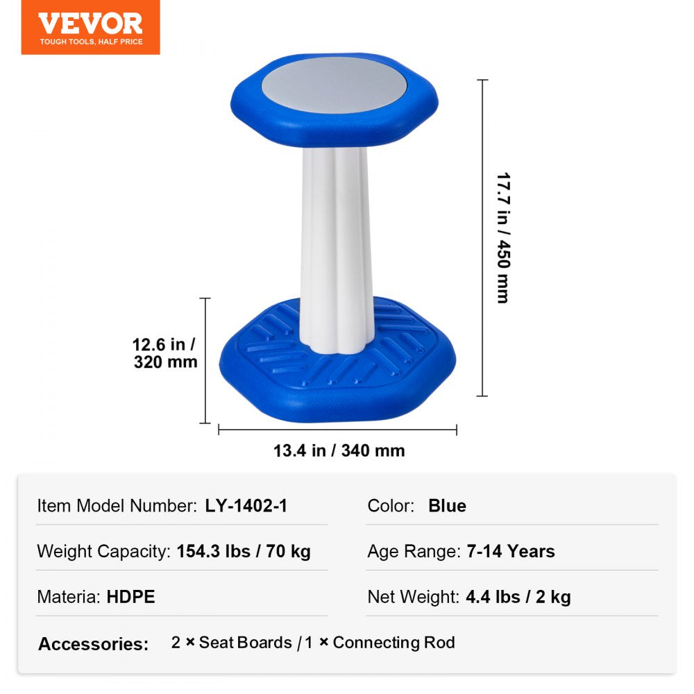 VEVOR Kids Wobble Chair, Active Chair with Sponge Cushion, Wobble Stool Improves Focus, Posture and Calm Children, Ideal for Schools and Home, Age 7-14, Blue