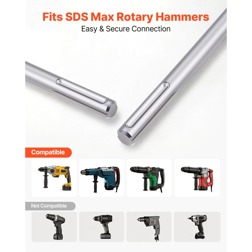 VEVOR SDS Max Floor Scraper, 23.6" x 5.9" Chisel Bit with SDS Max Shank, Compatible with Rotary Hammers, Heat Treated 40Cr Alloy Steel, Sharp Edge for Removing Laminate Flooring, Tiles, and Mortar