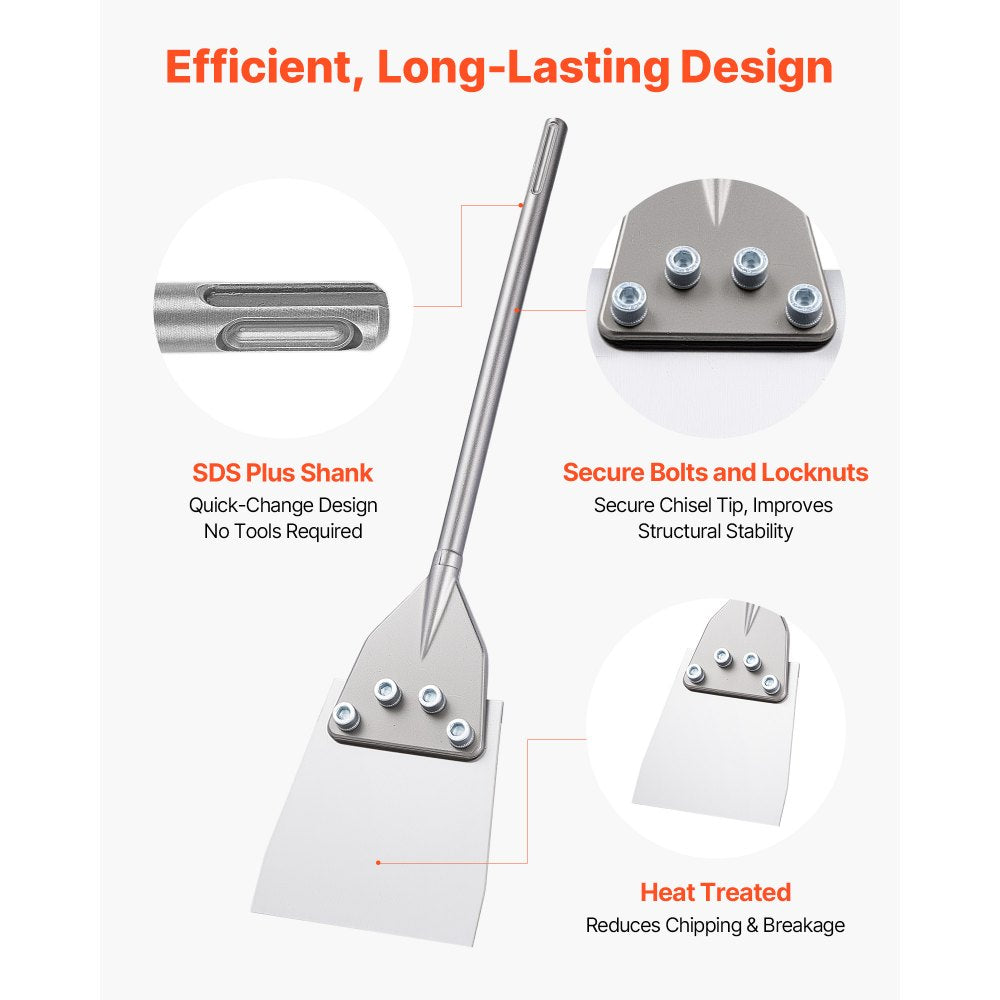 VEVOR SDS Max Floor Scraper, 23.6" x 5.9" Chisel Bit with SDS Max Shank, Compatible with Rotary Hammers, Heat Treated 40Cr Alloy Steel, Sharp Edge for Removing Laminate Flooring, Tiles, and Mortar