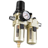 VEVOR Air Compressor Filter Regulator Lubricator (FRL), 3/8" NPT Air Compressor Water Separator, Semi-Auto Drain Air-Drying System with 5μm Brass Filter Element, 145PSI Max Working Pressure, Poly Bowl