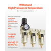 VEVOR Air Compressor Filter Regulator, 3/8" NPT 3-Stage Air Compressor Water Separator with 5μm/1μm/0.01μm Micron Filter Elements, Semi Auto Drain Air-Drying System 145PSI Max Pressure, Poly Bowl