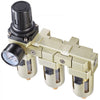 VEVOR Air Compressor Filter Regulator, 3/8" NPT 3-Stage Air Compressor Water Separator with 5μm/1μm/0.01μm Micron Filter Elements, Semi Auto Drain Air-Drying System 145PSI Max Pressure, Poly Bowl