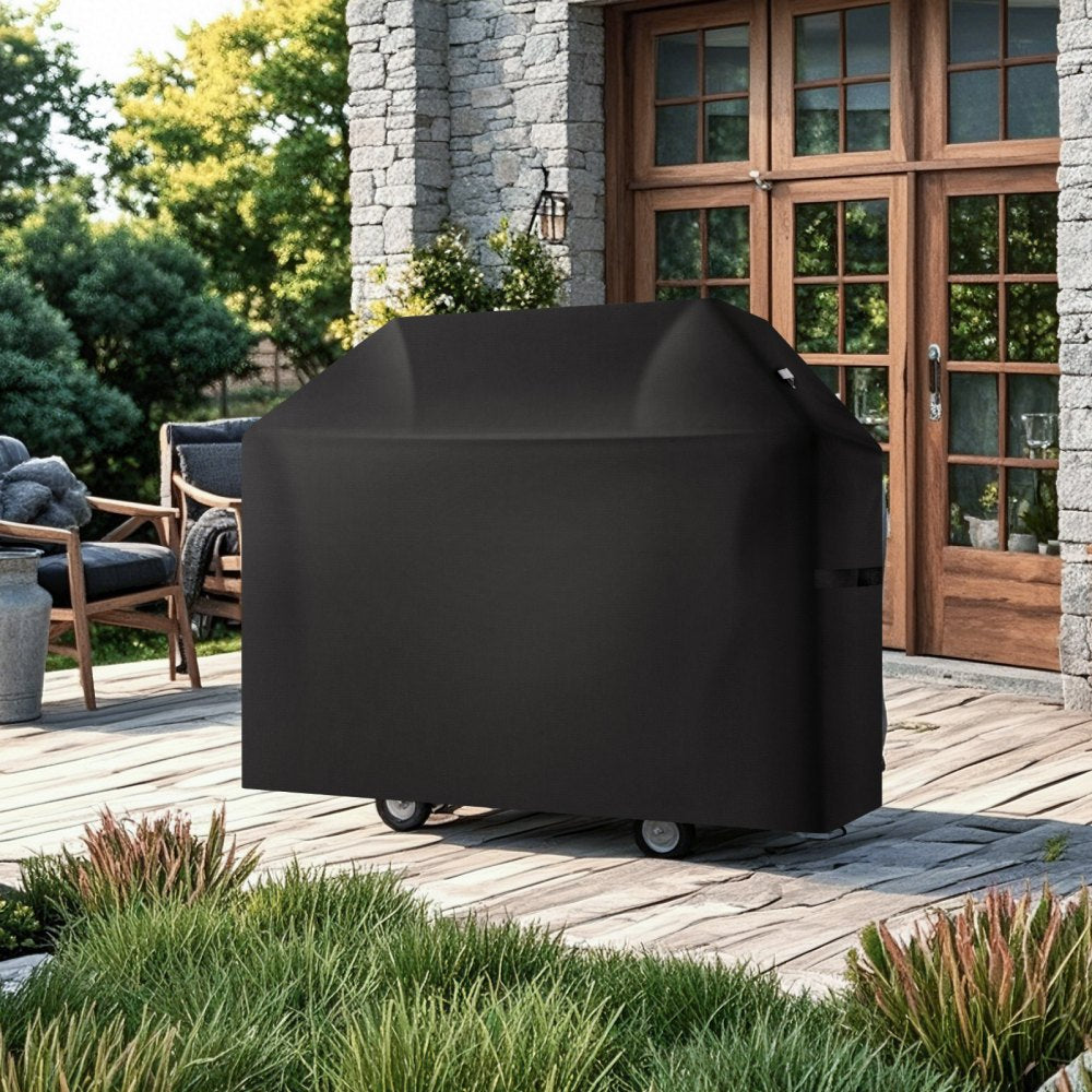 VEVOR Grill Cover, 58 inch BBQ Covers for Outdoor Grills, Waterproof, Fade Resistant, Weather Resistant Heavy Duty 600D Polyester, Easy On/Off, with Hook-and-Loop Straps, Black