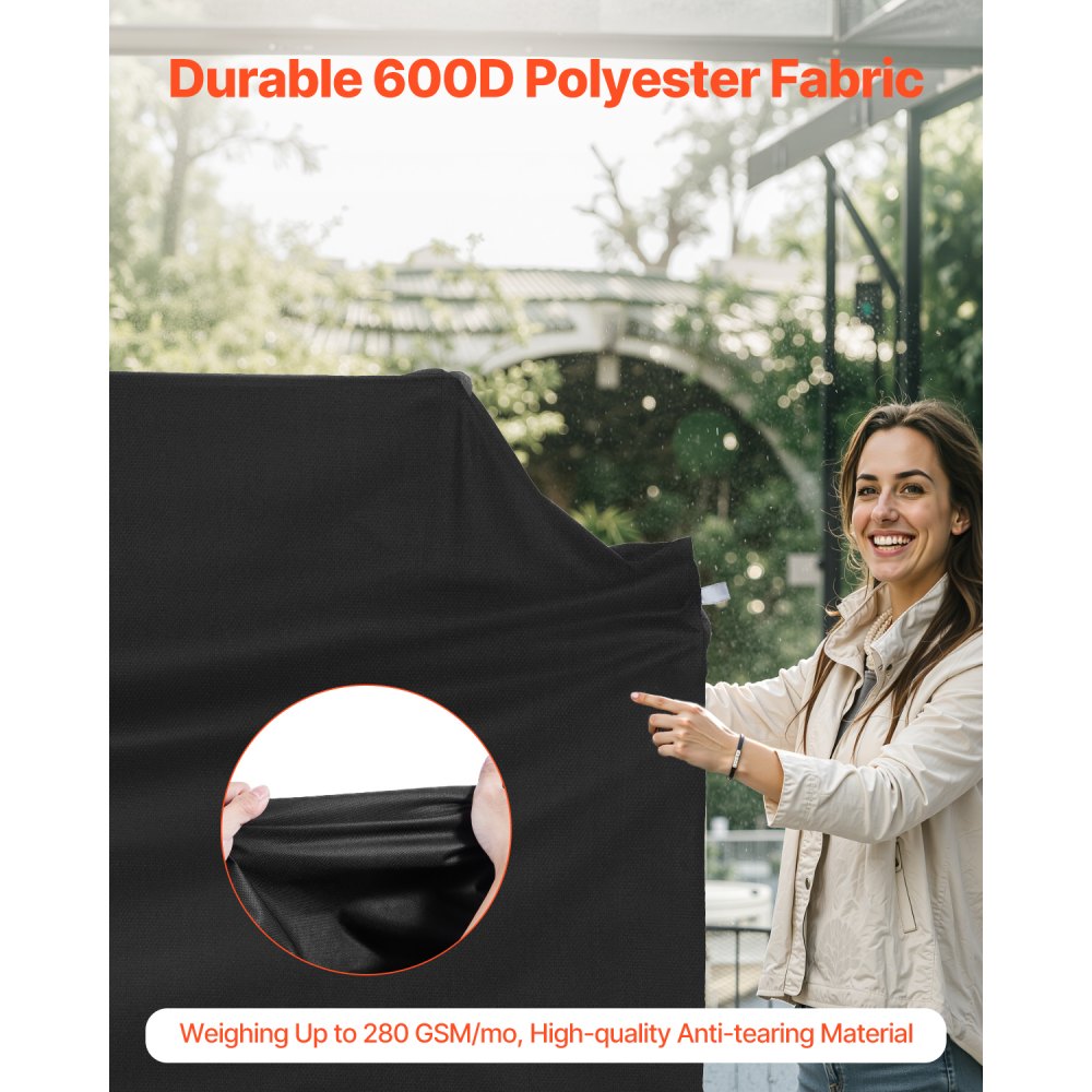 VEVOR Grill Cover, 65 inch BBQ Covers for Outdoor Grills, Waterproof, Fade Resistant, Weather Resistant Heavy Duty 600D Polyester, Easy On/Off, with Hook-and-Loop Straps, Black