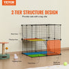 VEVOR Large 2-tier Cat Cage, 28 x 28 x 28", DIY Detachable Metal Wire Cat Enclosure, with Ramp Ladder Adjustable Resting Platform, Crate Large Indoor ＆ Outdoor Exercise Place for Small Animals, Black