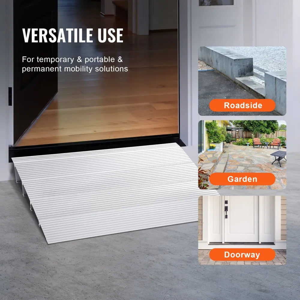 VEVOR Door Threshold Ramp, 4" Rise, 800 lbs Load Capacity, Door Ramp for Wheelchairs, Aluminum Threshold Ramp for Doorways, Adjustable Modular Threshold Ramp for Wheelchairs, Scooters, Power Chairs