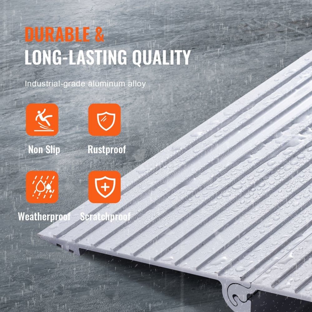 VEVOR Door Threshold Ramp, 6" Rise, 800 lbs Load Capacity, Door Ramp for Wheelchairs, Aluminum Threshold Ramp for Doorways, Adjustable Modular Threshold Ramp for Wheelchairs, Scooters, Power Chairs