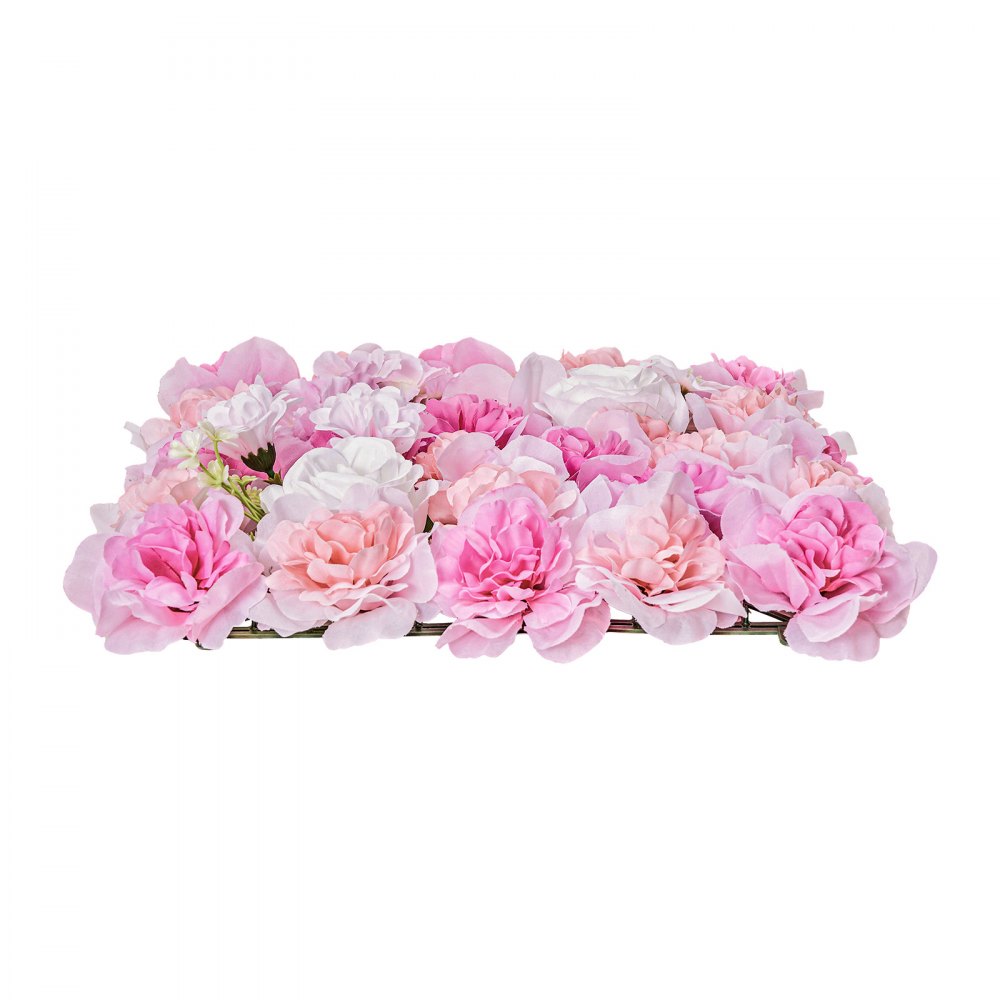 VEVOR 3D Flower Wall Panel, 12 PCS 15 x 15 inch, Artificial Floral Wall Background Mesh Backing Mat,Seamless Design&Easy Installation for Wedding Valentines Day Home Baby Party Backdrop Decor,Pink