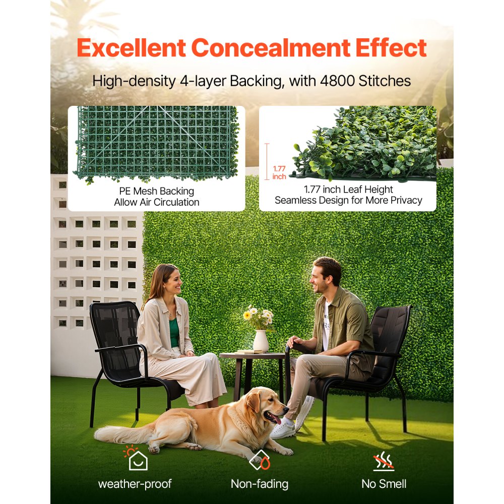 VEVOR Artificial Grass Wall Panels, 40 x 120 inch, Milan Grass Greenery Boxwood Panel for Indoor Outdoor Green Decor & Ivy Fence Covering, Privacy Backdrop Wall Hedge Screen for Garden