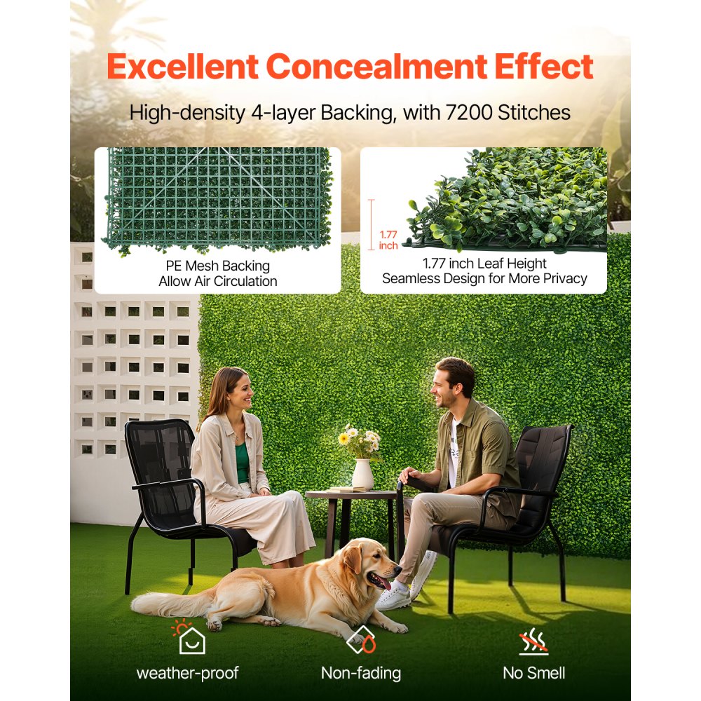 VEVOR Artificial Grass Wall Panels, 60 x 120 inch, Milan Grass Greenery Boxwood Panel for Indoor Outdoor Green Decor & Ivy Fence Covering, Privacy Backdrop Wall Hedge Screen for Garden