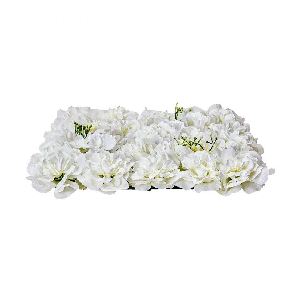 VEVOR 3D Flower Wall Panel, 24 PCS 15 x 15 inch, Artificial Floral Wall Background Mesh Backing Mat,Seamless Design&Easy Installation for Wedding Valentines Day Home Baby Party Backdrop Decor,White