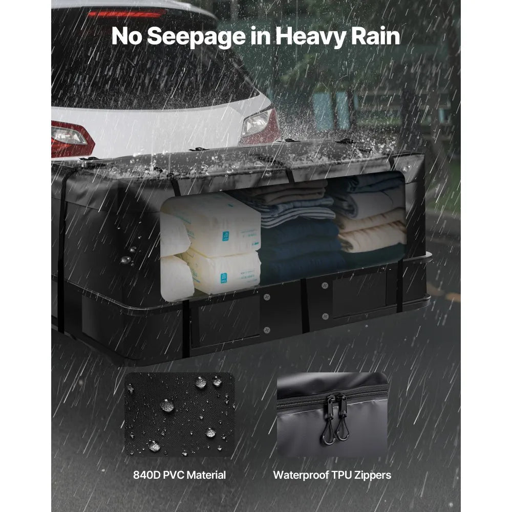 VEVOR Hitch Cargo Carrier Bag, Waterproof 840D PVC, 59.84 x 23.9 x 24.02 in (20 Cubic Feet), Heavy Duty Cargo Bag for Truck Bed Storage with 8 Reinforced Straps, Suitable for Car Vans Hitch Basket
