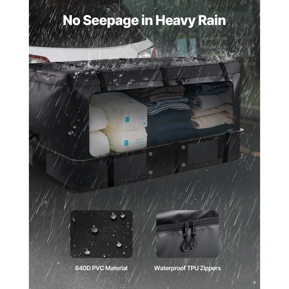 VEVOR Hitch Cargo Carrier Bag, Waterproof 840D PVC, 59.84 x 24.02 x 30.63 in (25 Cubic Feet), Heavy Duty Cargo Bag for Truck Bed Storage with Reinforced Straps, Suitable for Car SUV Vans Hitch Basket