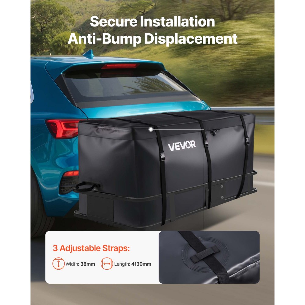 VEVOR Hitch Cargo Carrier Bag, Waterproof 840D PVC, 59.84 x 24.02 x 30.63 in (25 Cubic Feet), Heavy Duty Cargo Bag for Truck Bed Storage with Reinforced Straps, Suitable for Car SUV Vans Hitch Basket
