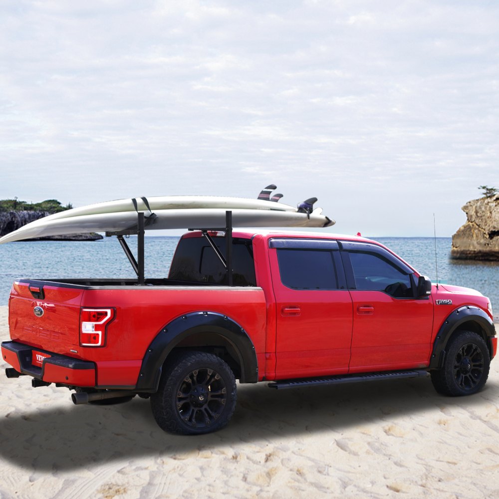 VEVOR Truck Rack, 19-34inch Extendable Truck Ladder Rack, 38.6"-43.6" Adjustable Height, 250 lbs Capacity Steel Ladder Rack for Truck, Heavy Duty Truck Bed Rack for Kayak, Surfboard, Lumber, Ladder