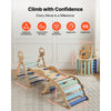 VEVOR Pikler Triangle Set, 9-in-1 Toddler Climbing Toys Indoor, with 2 Wooden Cars, Cushion, Triangle, Arch, and Ramp, 150 lbs Load, Foldable Montessori Climbing Set for Toddlers and Kids, Blue
