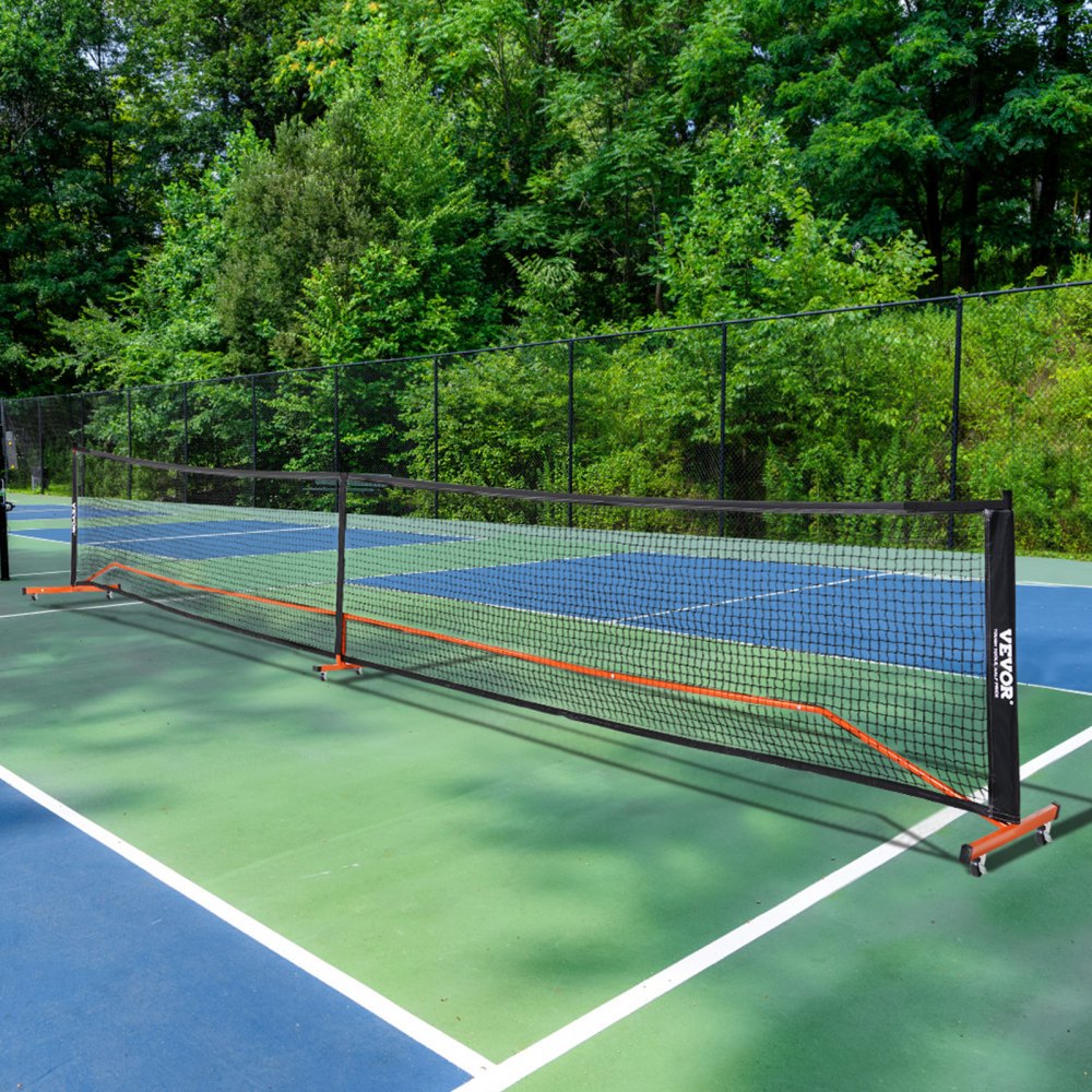 VEVOR Pickleball Net Set, 22FT Regulation Size Portable Pickleball System with Bags, Balls, Paddles, Wheels, and Court Lines, Weather Resistant Metal Frame & PE Net, for Outdoor Backyard Driveway
