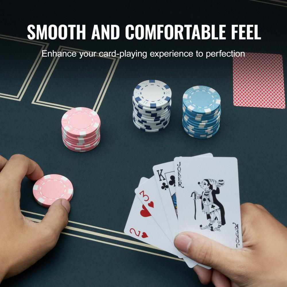 VEVOR Poker Table Top, 70 x 35 Inch Poker Mat for Table, 6-8 Players Foldable Poker Table Top with Carrying Bag, Waterproof Folding Poker Table Topper for Poker Games, Poker Room, Rectangle, Green