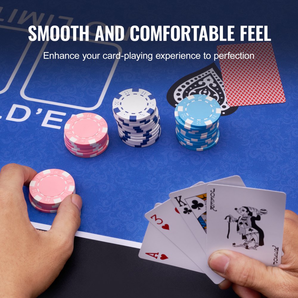 VEVOR Poker Table Top, 70 x 35 Inch Poker Mat for Table, 6-8 Players Foldable Poker Table Top with Carrying Bag, Folding Poker Table Topper for Poker Games, Poker Room, Rectangle, Blue