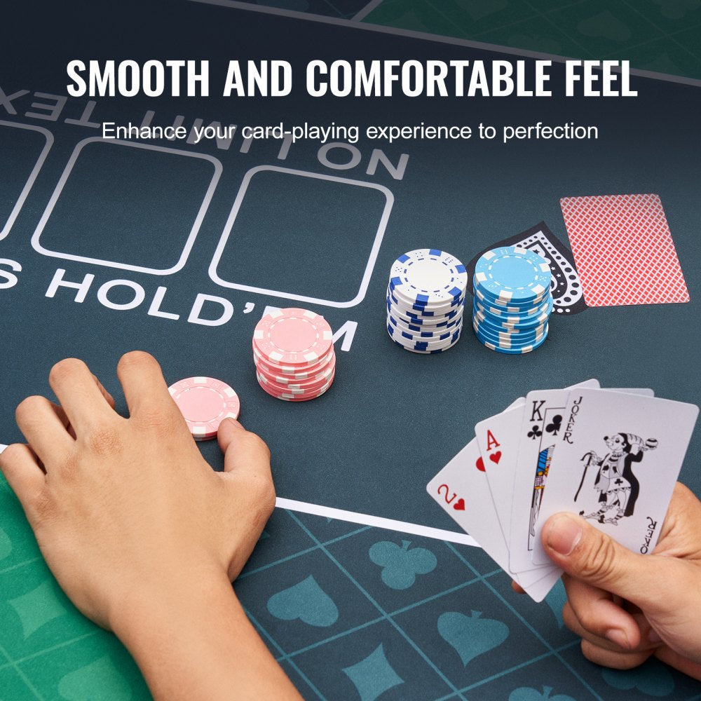 VEVOR Poker Table Top, 70 x 35 Inch Poker Mat for Table, 6-8 Players Foldable Poker Table Top with Carrying Bag, Folding Poker Table Topper for Poker Games, Poker Room, Rectangle, Green